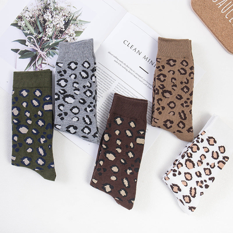 Autumn And Winter Cotton Leopard Print Tube Socks Limorista