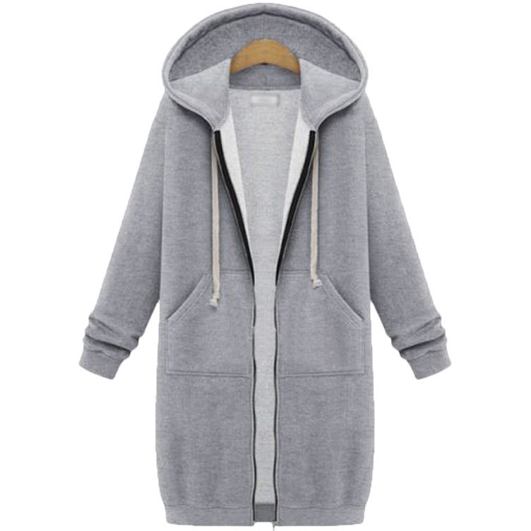 Hooded Long Sleeve Sweater Fleece Long Jacket Limorista