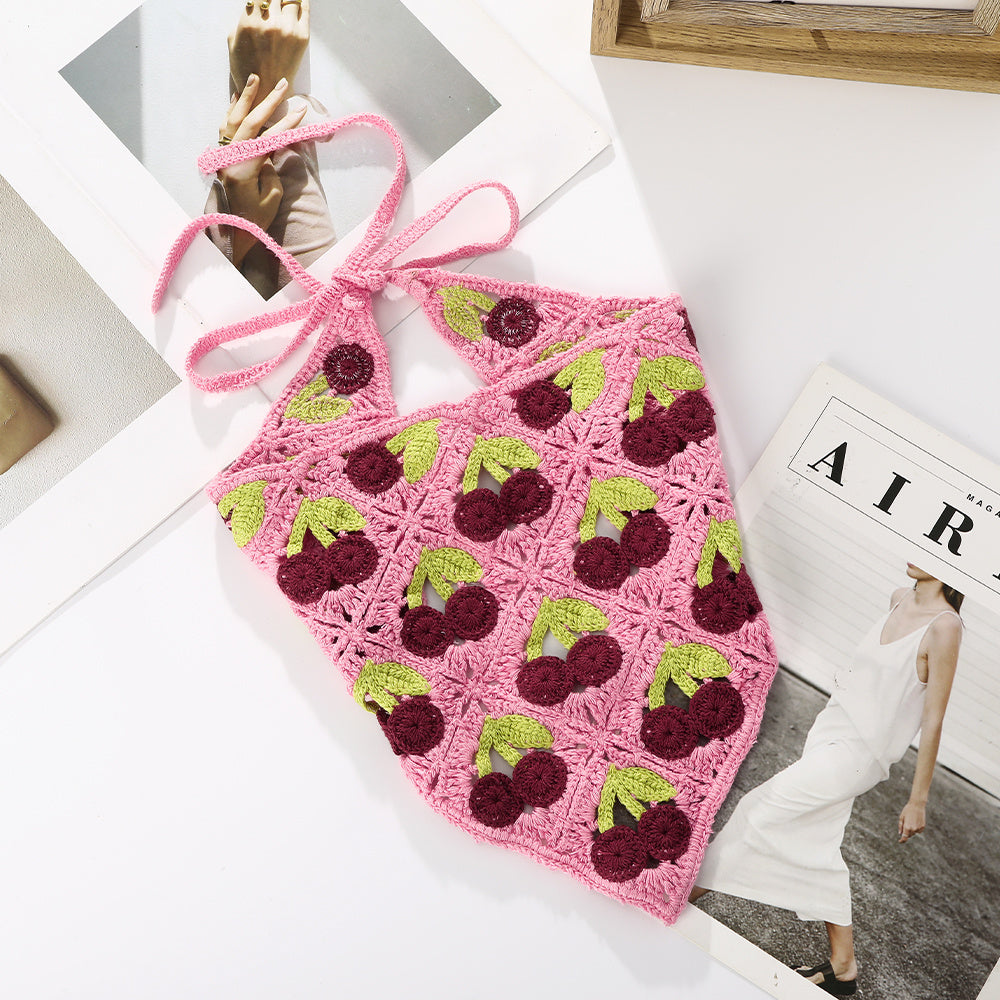Girl Checker Crochet Triangle Scarf Headband Knitted Flower Limorista