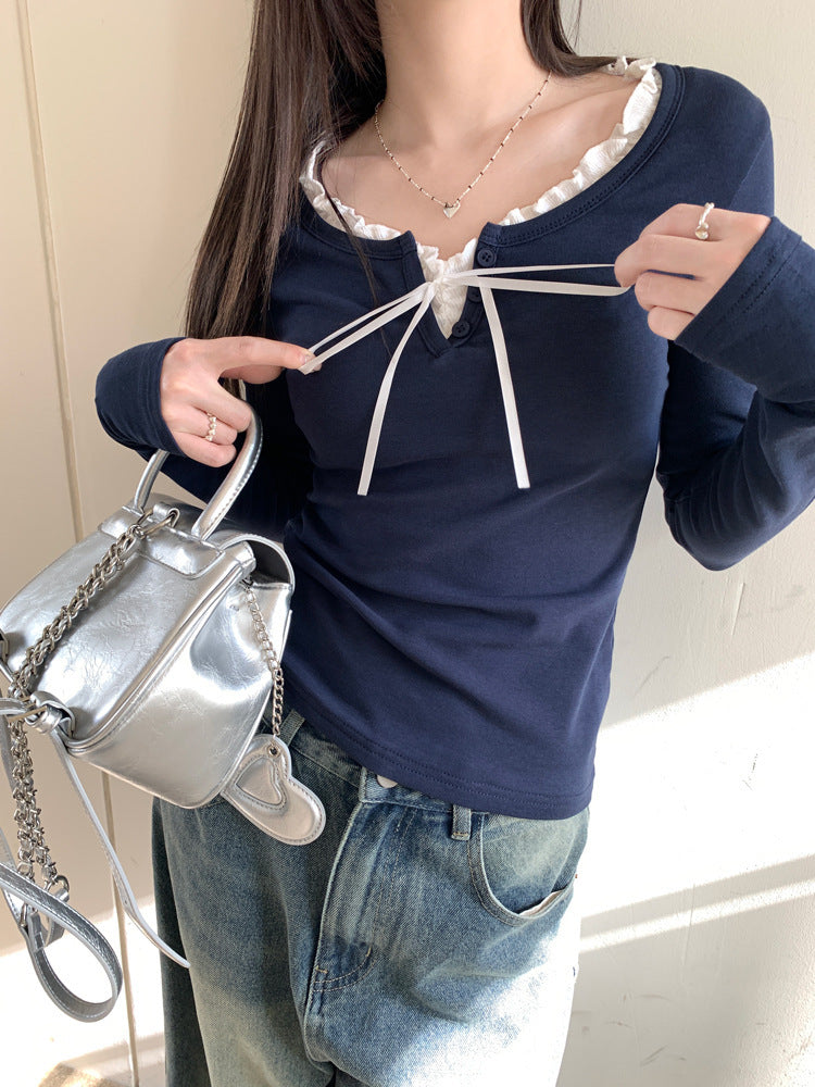 Inner Wear Fleece-lined Thick Short Long Sleeve Bottoming Shirt Limorista