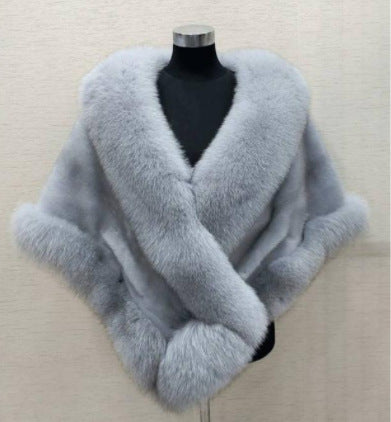 Imitated Mink Fox Fur Cape Coat Plus-sized Dress Shawl Limorista