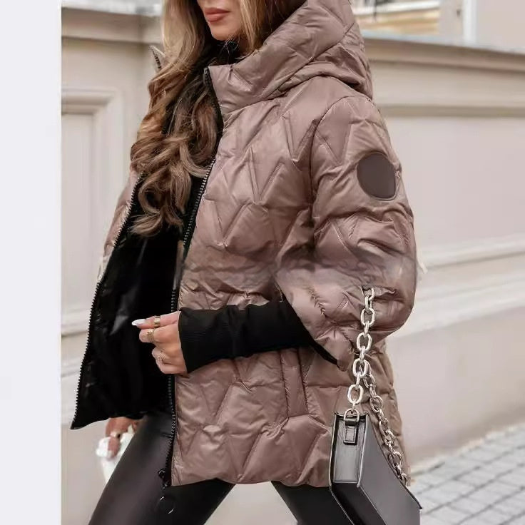Fashion Hooded Fashion Loose-fitting Long Sleeves Patchwork Cotton Jacket Coat Limorista