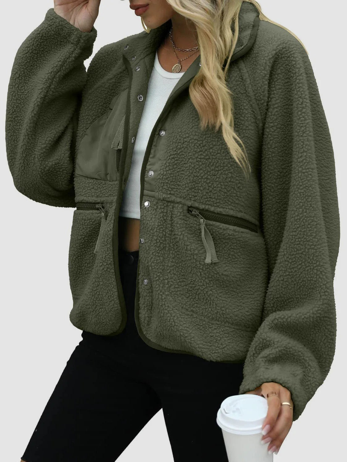 Short Cardigan Plush Jacket Lamb Wool Coat Limorista