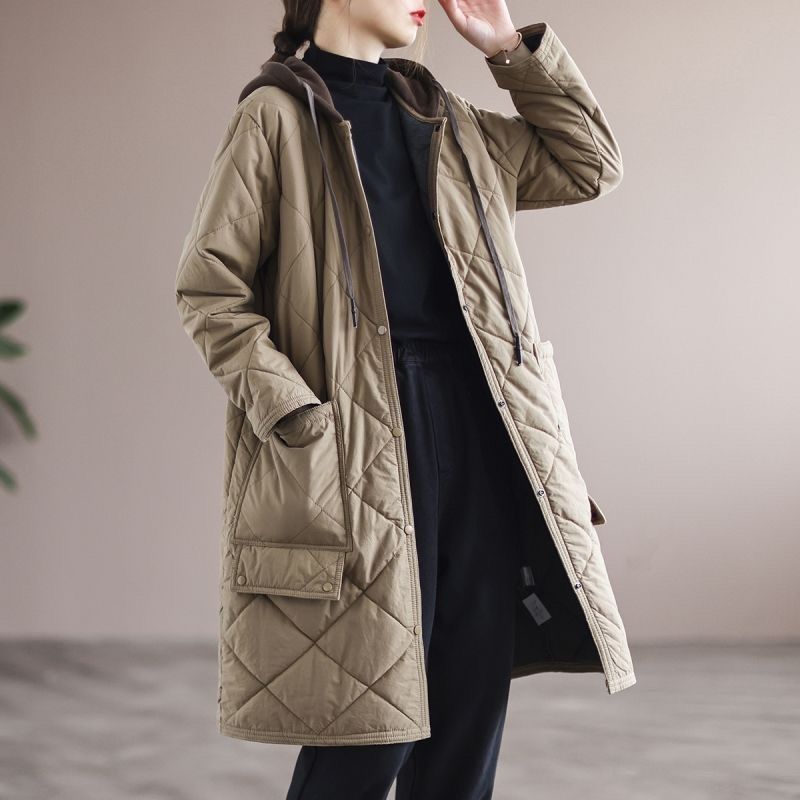 Hooded Large Pocket Long Warmth Retention Material Clothes Trench Coat Limorista