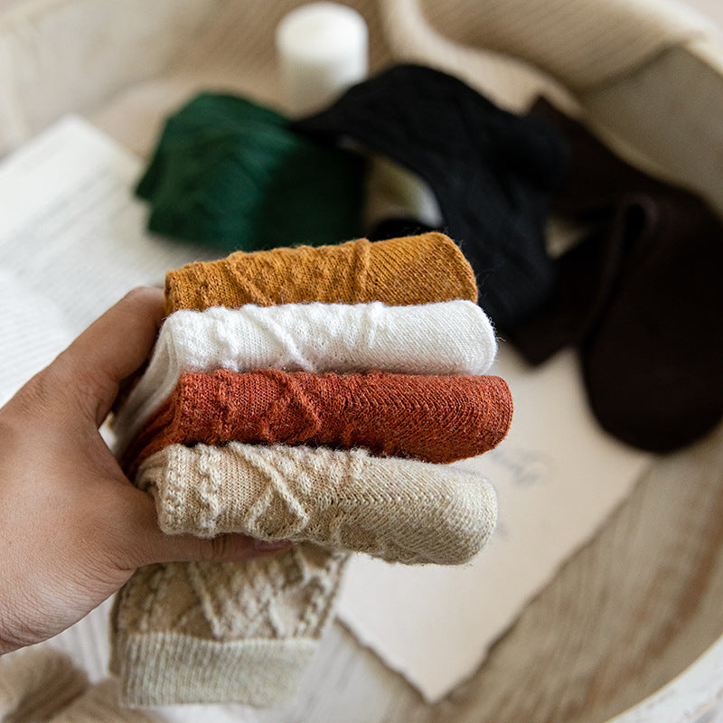 Solid Color Fashion Warm Classic Pattern Wool Socks Limorista