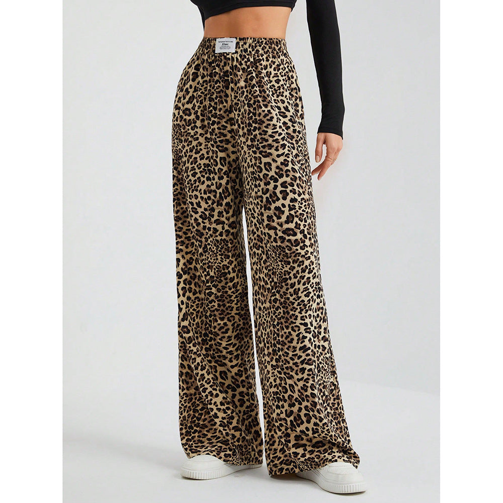 Leopard Print Floral Print Casual Jumpsuit Wide Leg Loose Limorista