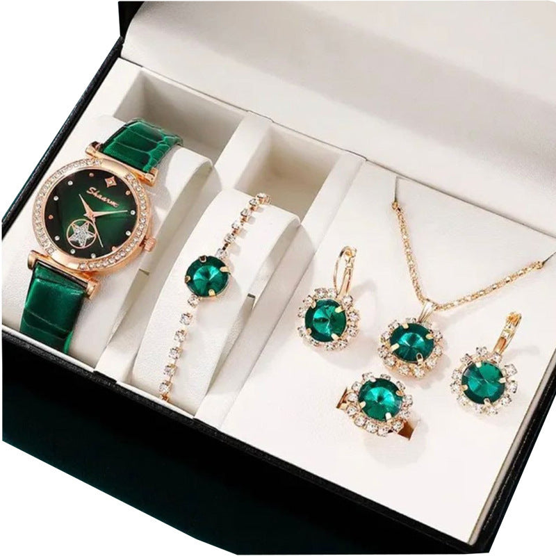 Fashion Watch Gift Suit Quartz Watch Necklace Bracelet Ring Stud Earrings Limorista