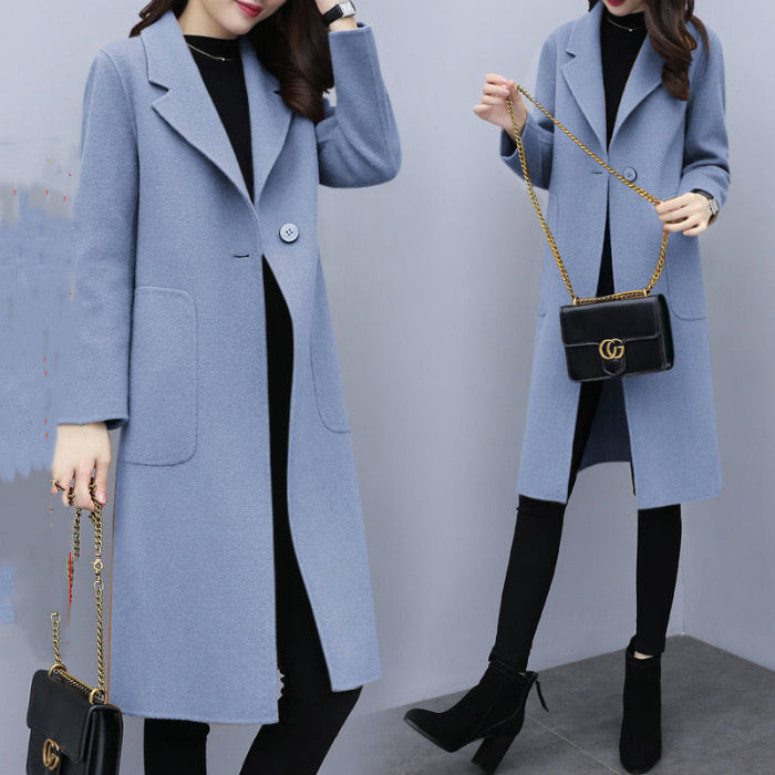 Mid-length Loose Wool Overcoat Women&