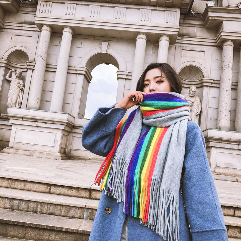 Rainbow Double Sided Scarf Women&