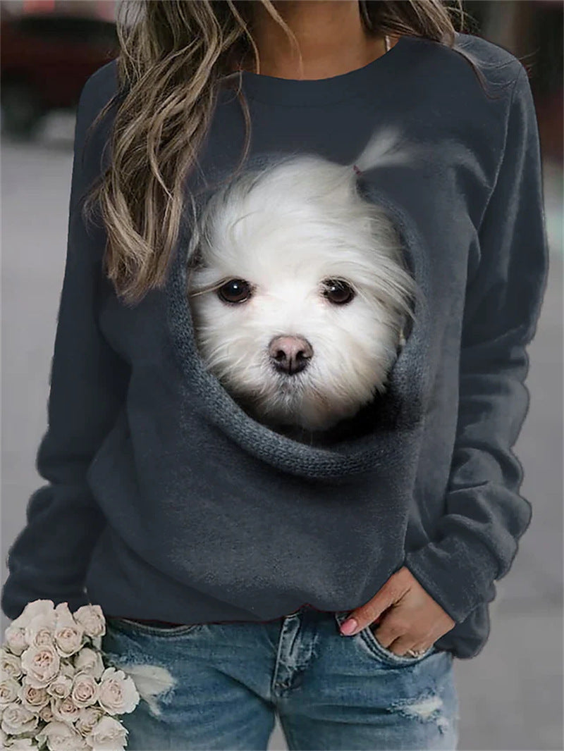 Fashion Loose Print Round Neck Sweater Limorista