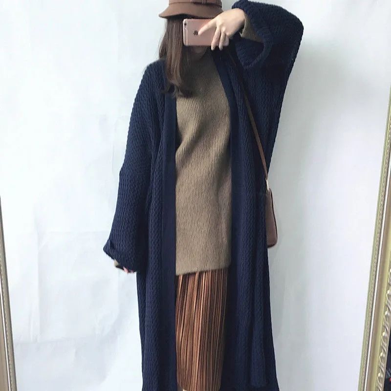 Wind Long Knitted Cardigan Overknee Coat Limorista