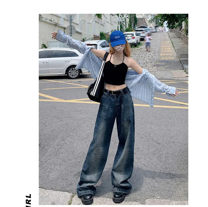 Mid-rise Washed Wide-leg Jeans Limorista