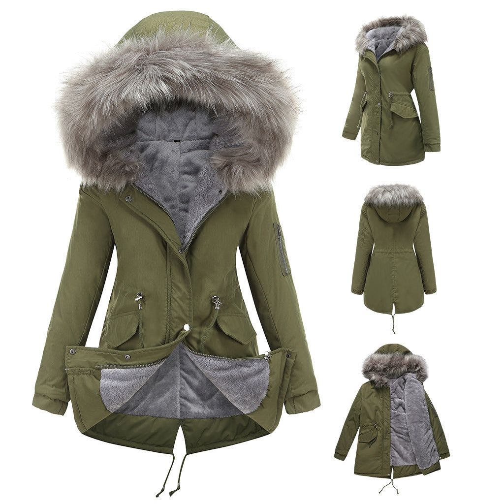 Parka Cotton-padded Coat Mid-length Hooded Limorista