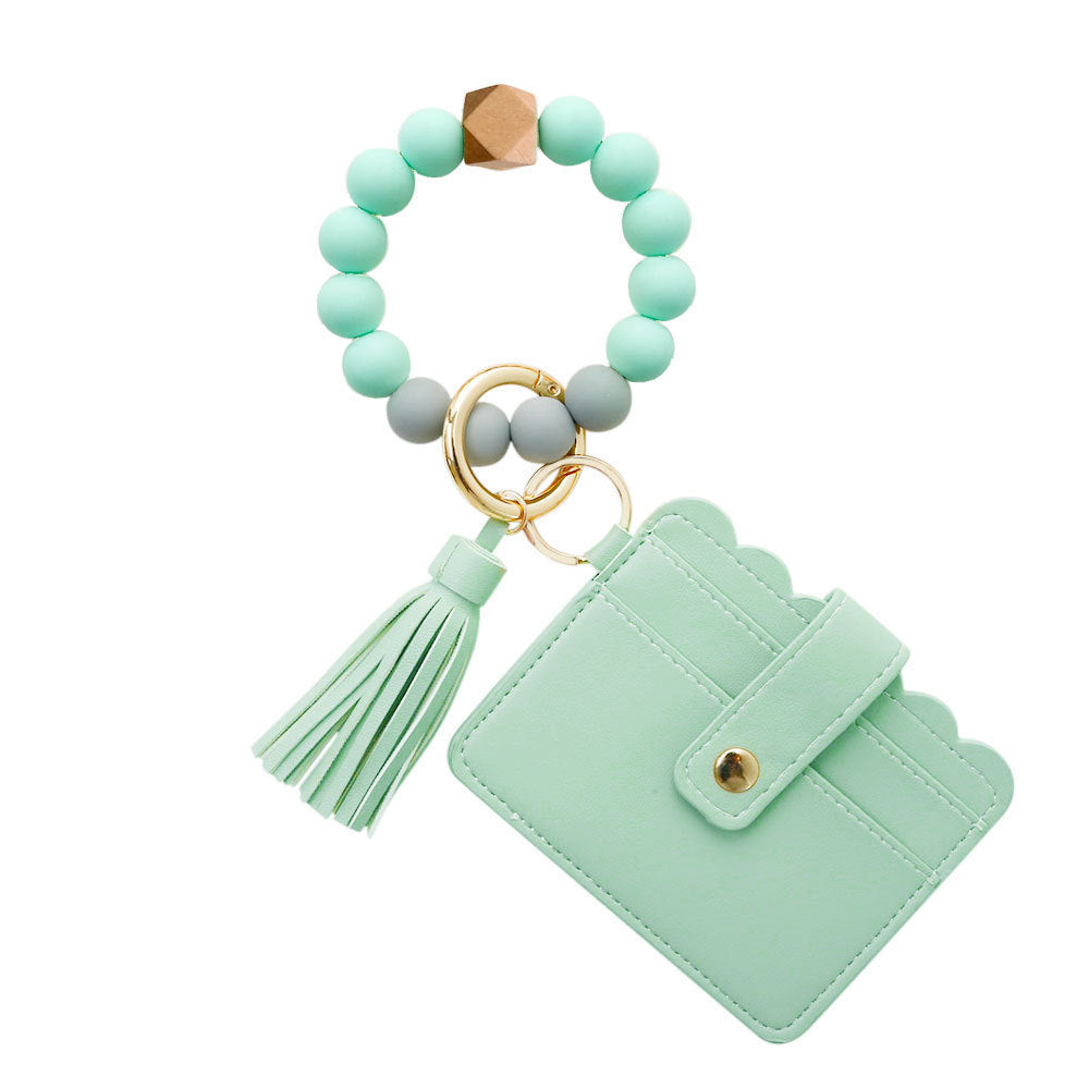 PU Tassel Card Case Silicone Bracelet Key Ring Limorista