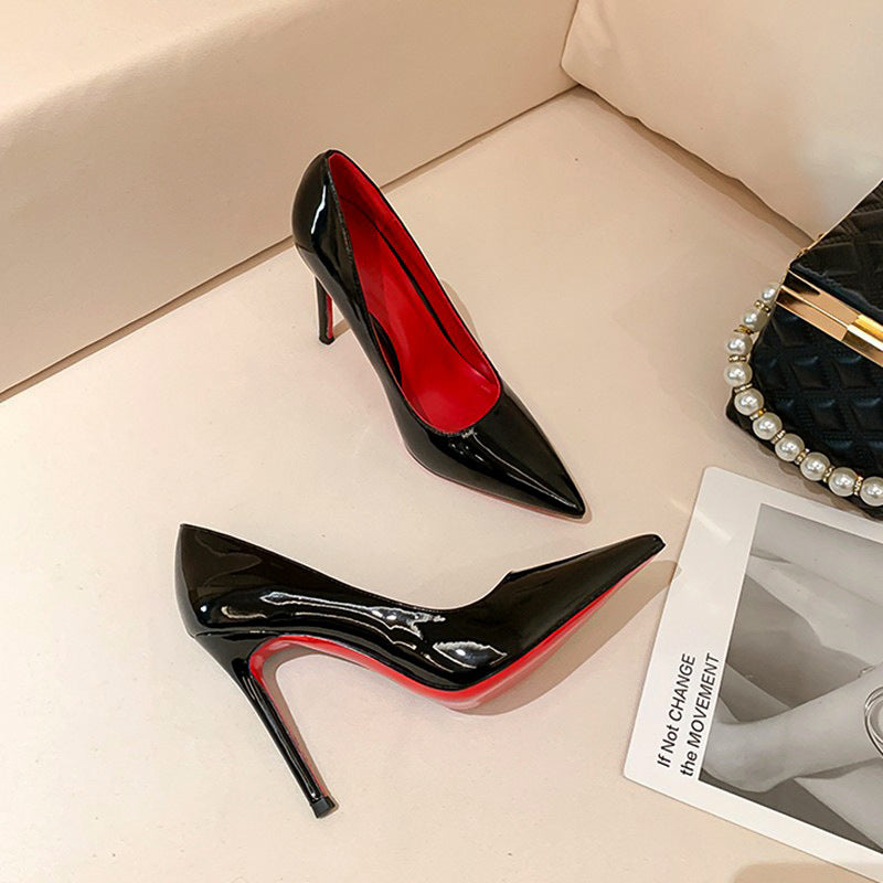 Black With Red Background High Heels Women&