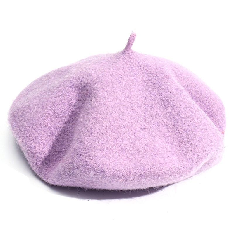 Artistic Wool Candy Color Painter Cap Fashionable Warm Hat Limorista