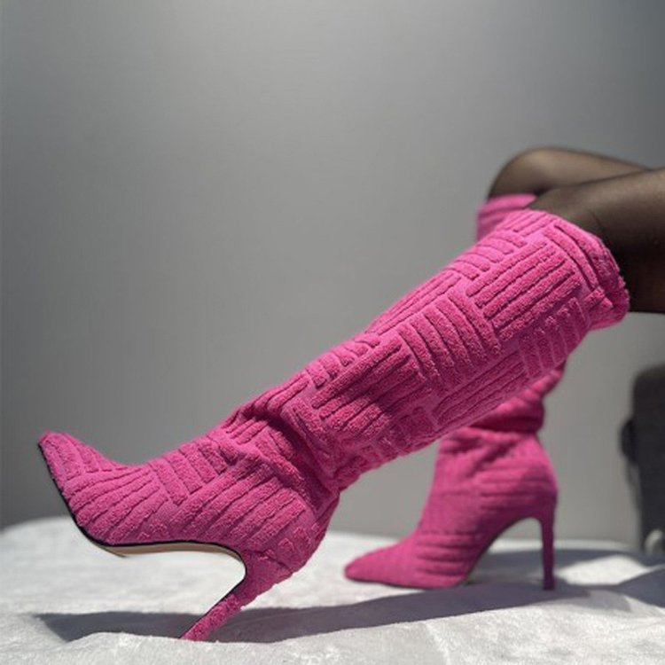 Plus Size Sexy Pointed Toe Thermal Towel Boots Limorista