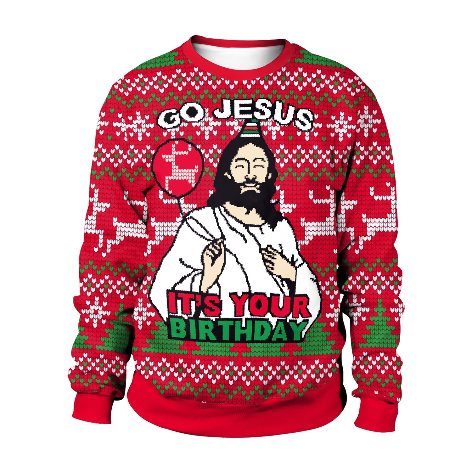 Men And Women Digital Printing Christmas Round Neck Sweater Tops Limorista