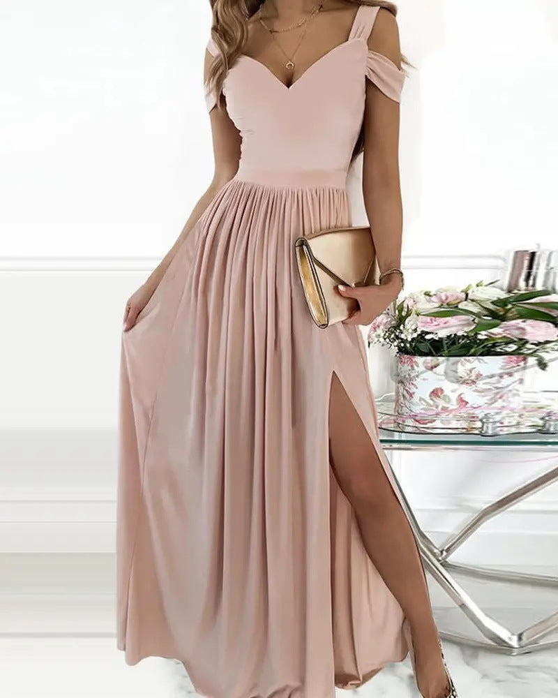 V-neck Boho Spaghetti Strap Dress Women Split Long Flowy Dresses For Party Beach Limorista