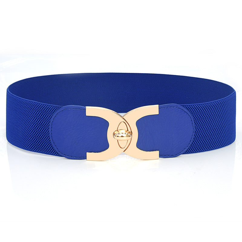 Fastener Decoration Wide Belt Women&