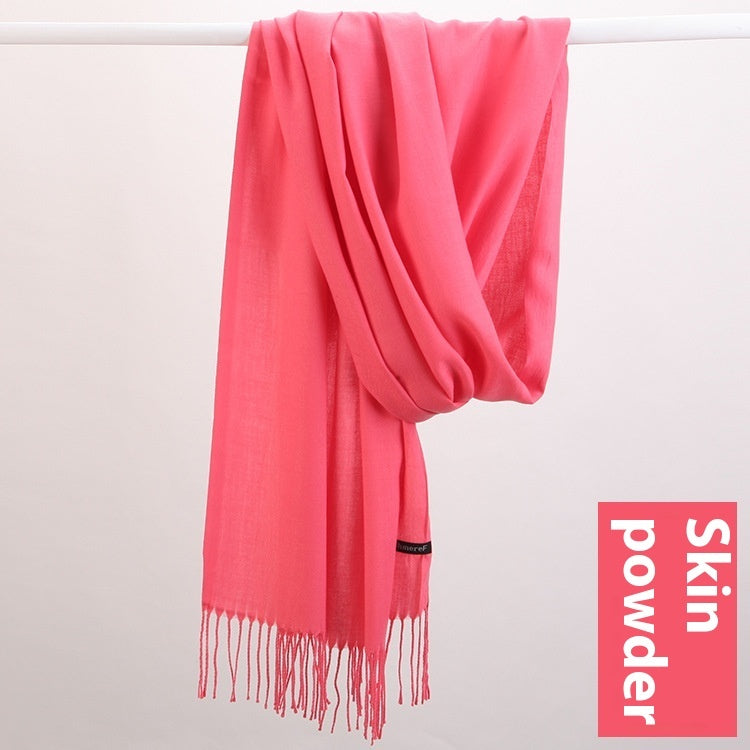 Pure Color Warm Keeping Scarf All-match Cashmere Shawl Limorista