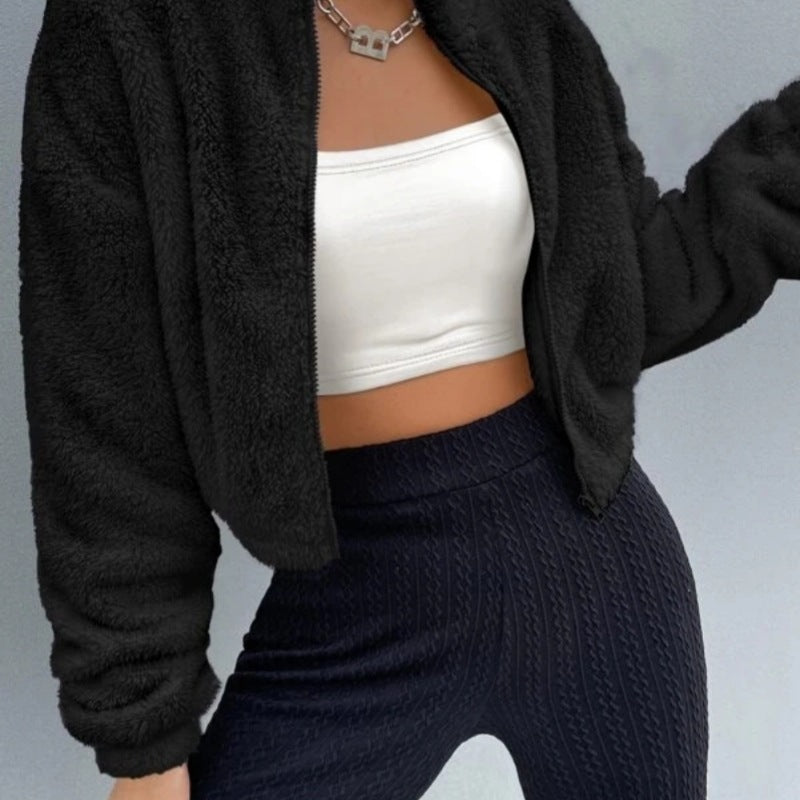 Autumn And Winter Leisure Short Zipper Furry Coat Limorista