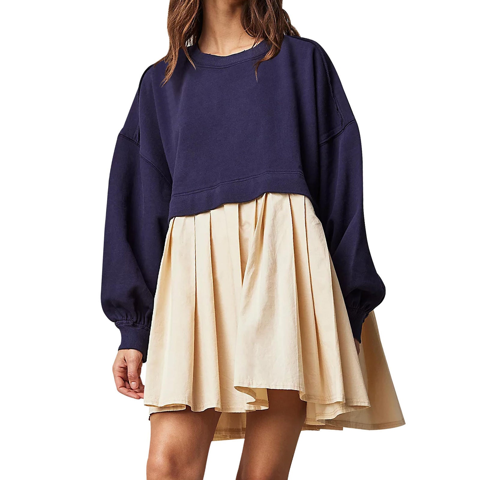 Sweater Dress Loose Long Sleeve Crewneck Pullover Tops Relaxed Fit Sweatshirts Short Dress Autumn And Winter Limorista