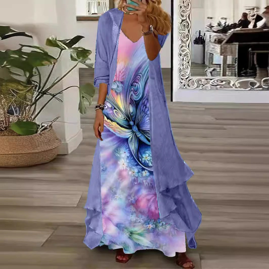 European And American Vacation Spaghetti Straps Long Skirt Indian Style Large Swing Skirt Two-piece Set Limorista