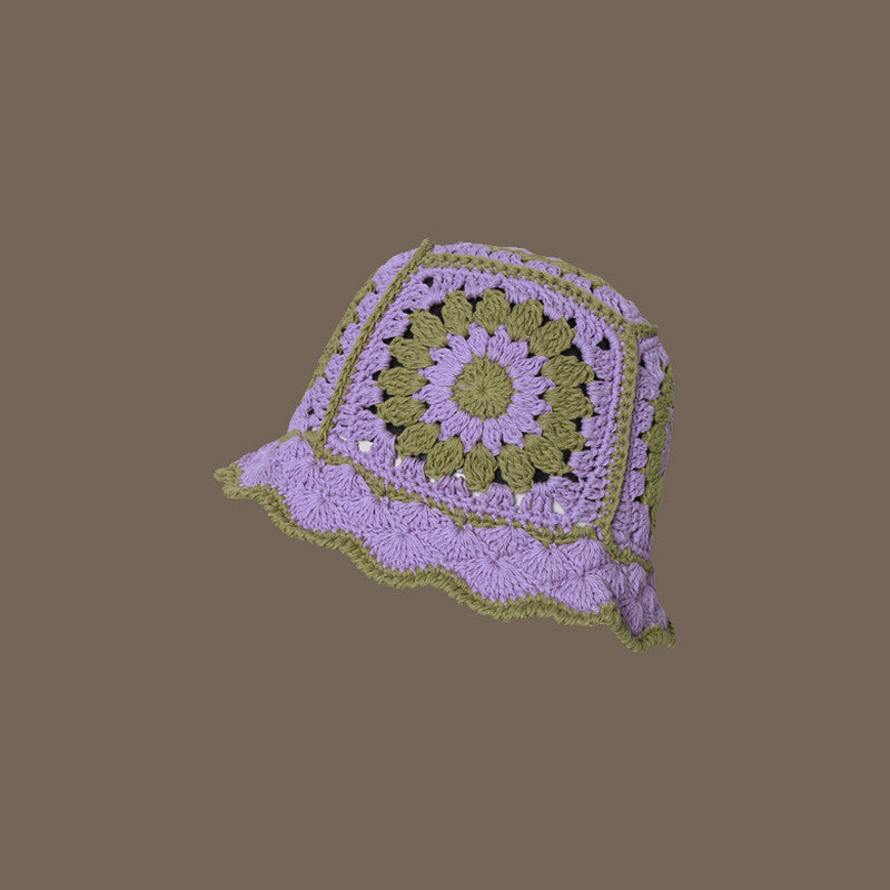 Handmade Design Double Color Hollow Basin Hat Women&