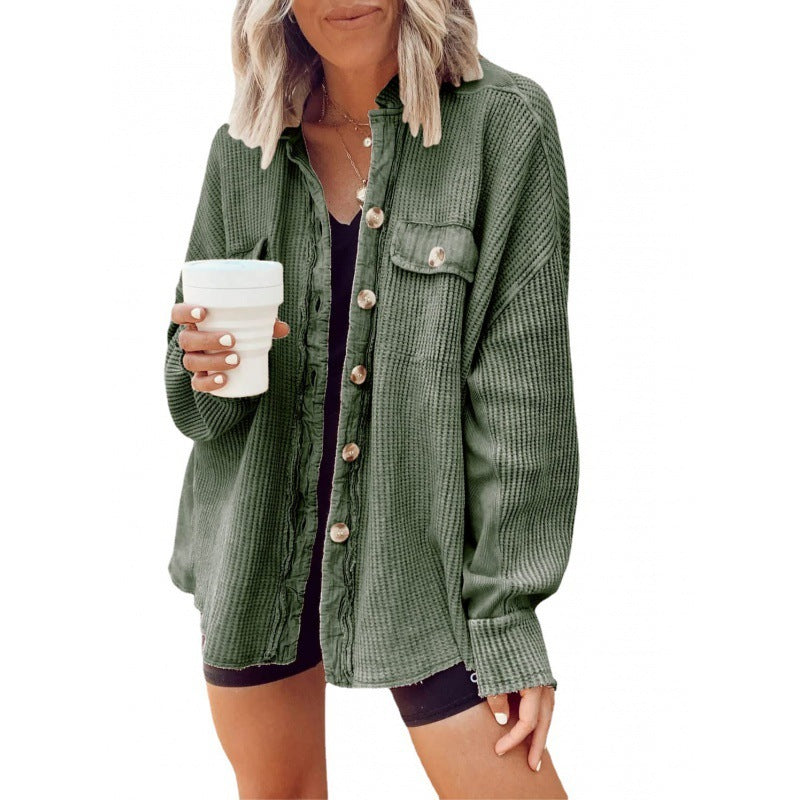 Casual Lapel Pocket Stitching Irregular Shirt Jacket Limorista