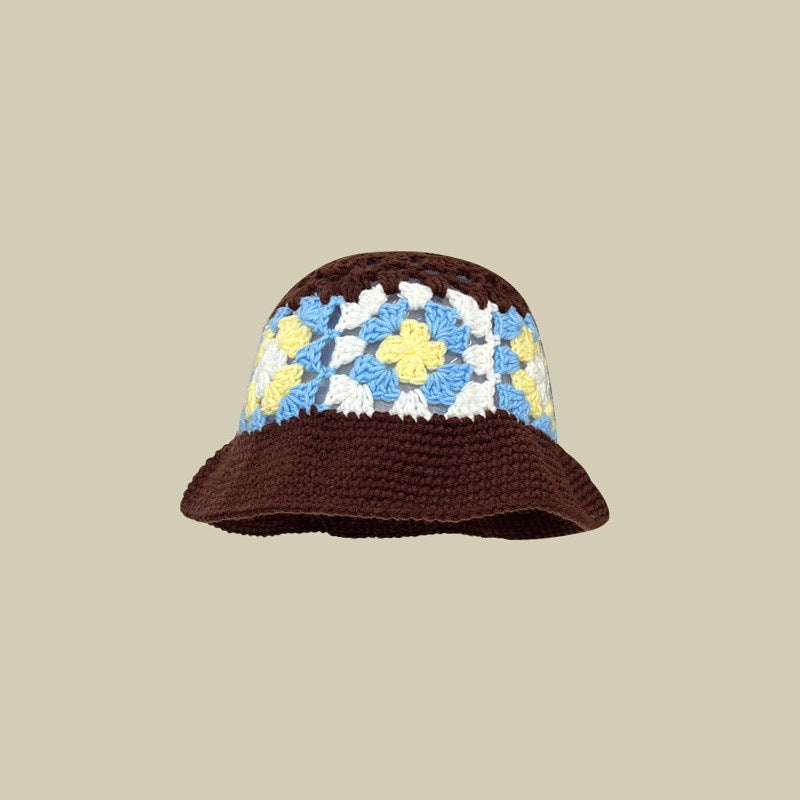 Japanese-style Retro Hollow Flower Handmade Knitted Bucket Hat Women Limorista