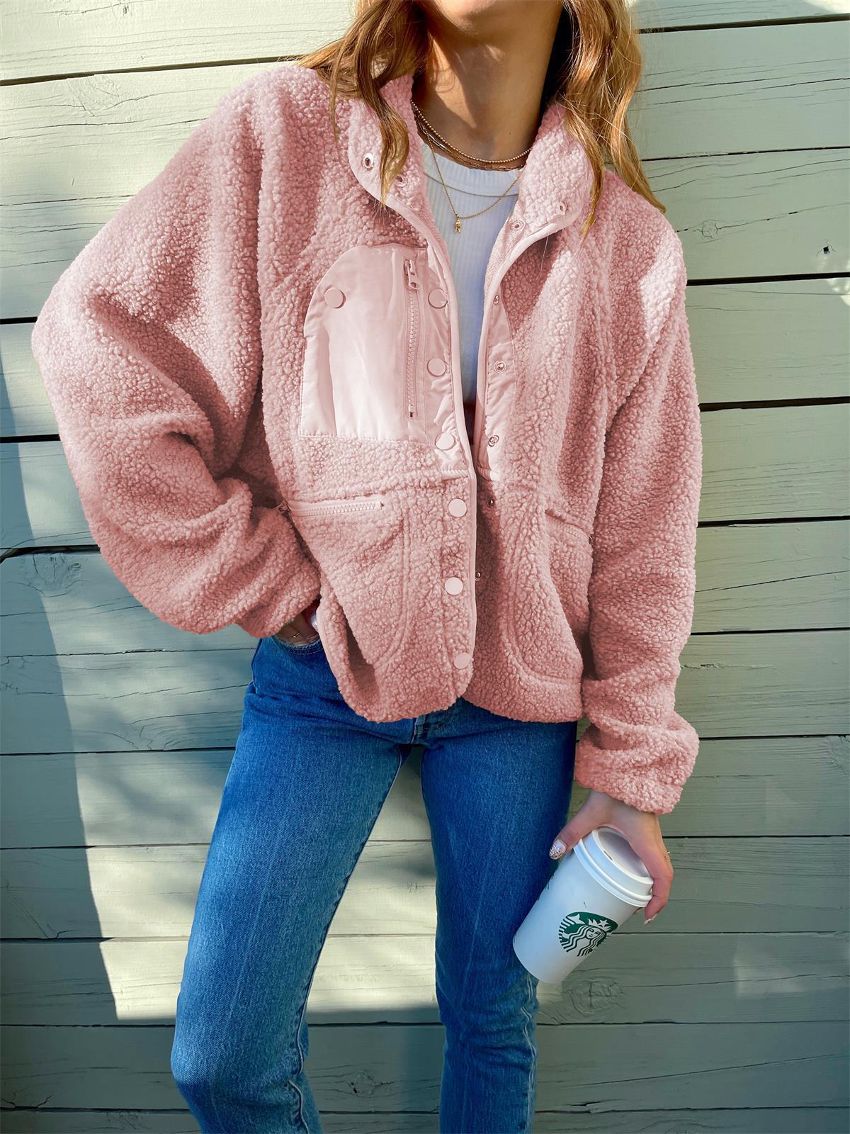 Short Cardigan Plush Jacket Lamb Wool Coat Limorista
