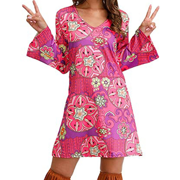 Hippie Clothing Print Dress Women Limorista