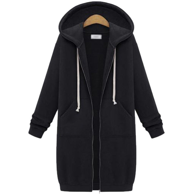 Hooded Long Sleeve Sweater Fleece Long Jacket Limorista