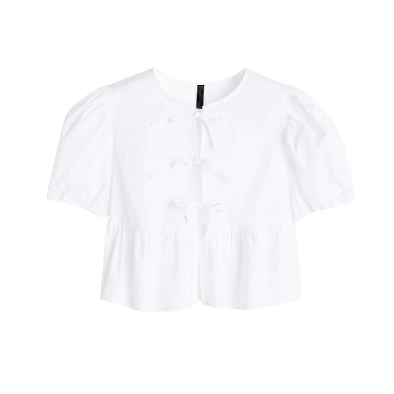 Limorista - Bow Tie Puff Sleeve Top