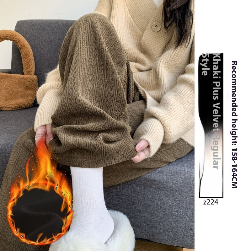 Velvet Thick Cotton Pants Outdoor Casual Wheat Narrow Version Limorista