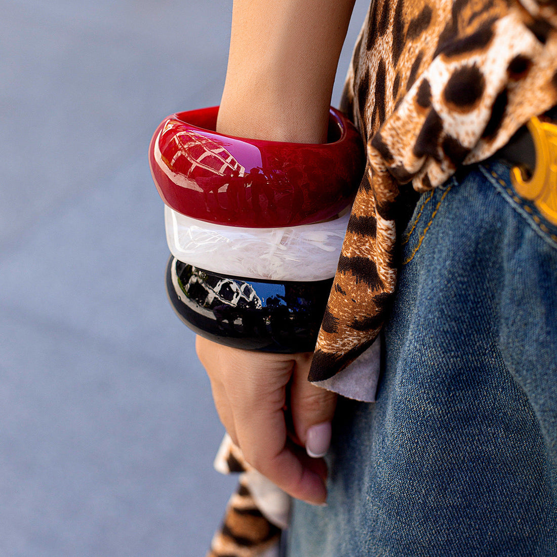 European And American Exaggerated Ins Style Translucent Color Wide Bracelet Limorista