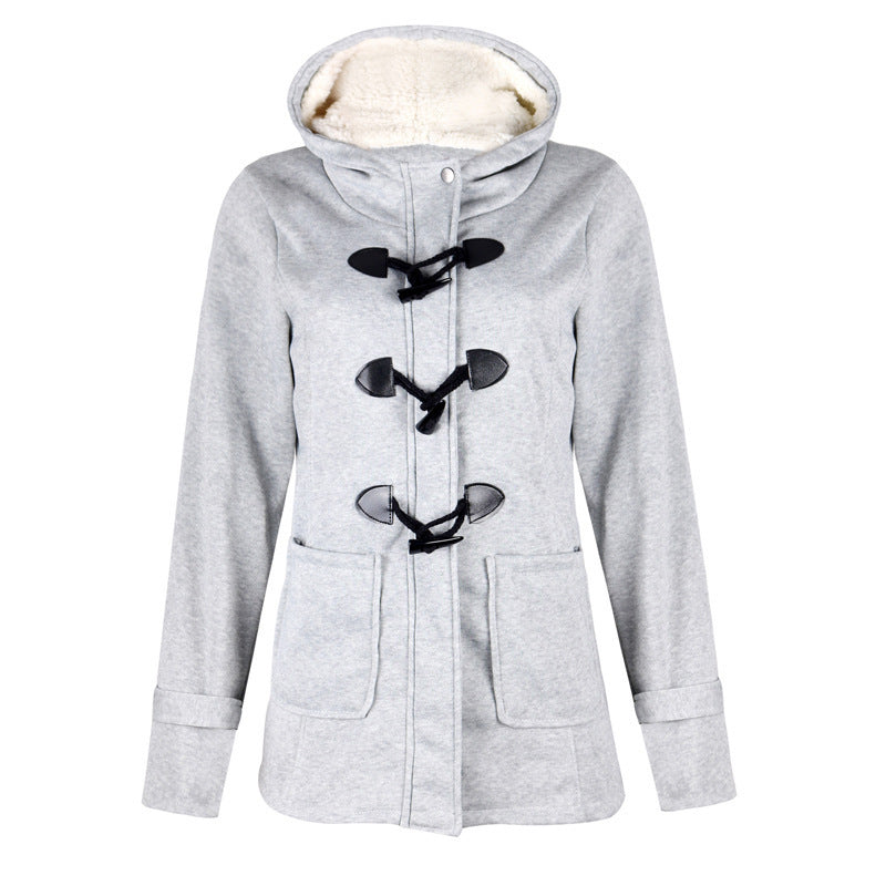 Women Warm Hooded Wool Double Button Coat Limorista