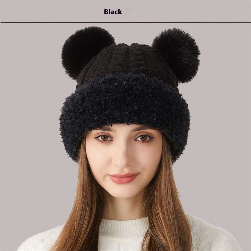 Winter Cute Fur Ball Knitted Hat Children Outdoor Limorista