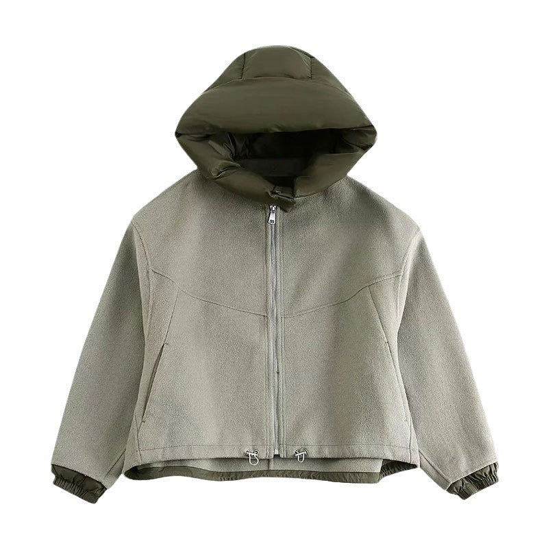 Fashion Detachable Cap Round Neck Double-sided Splicing Coat Limorista