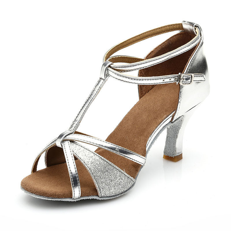 Latin Dance Shoes Ladies Soft-Soled Mid-High Heel Ballroom Dance Shoes Limorista