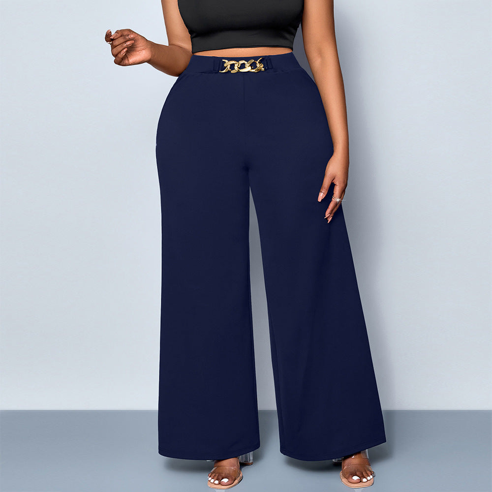 Summer Plus Size Metal Buckle Trousers For Women Limorista