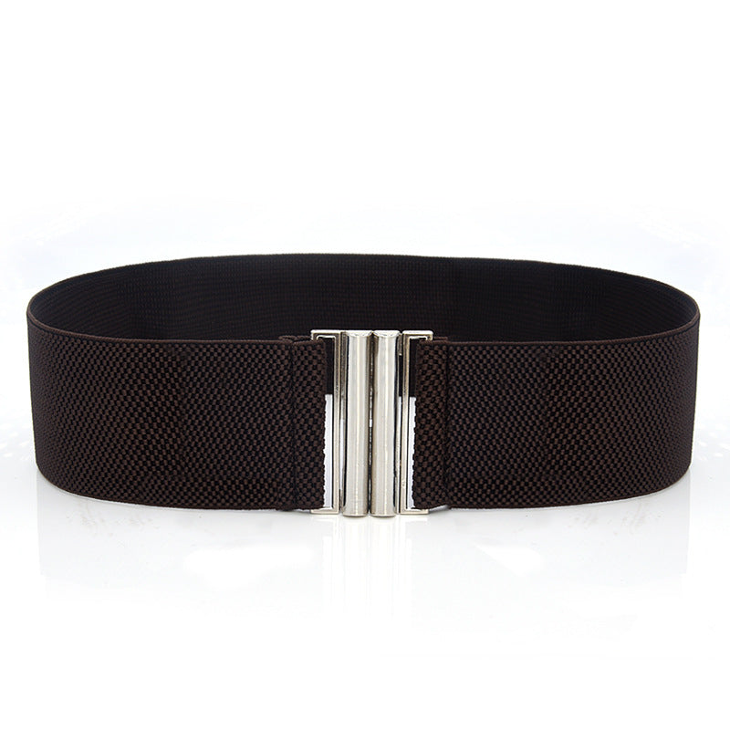 Elastic Elastic Silver Buckle Wide Belt Decorated Skirt Accessories Limorista