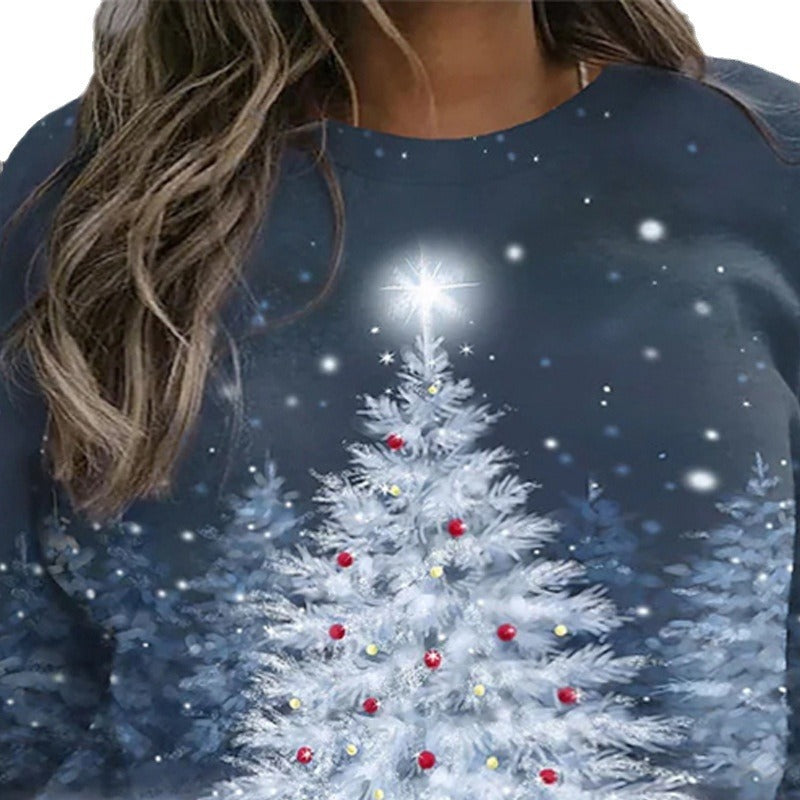 Limorista - Christmas Printed Pattern Loose Sweater Coat