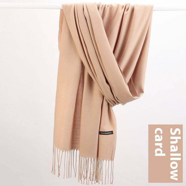 Pure Color Warm Keeping Scarf All-match Cashmere Shawl Limorista