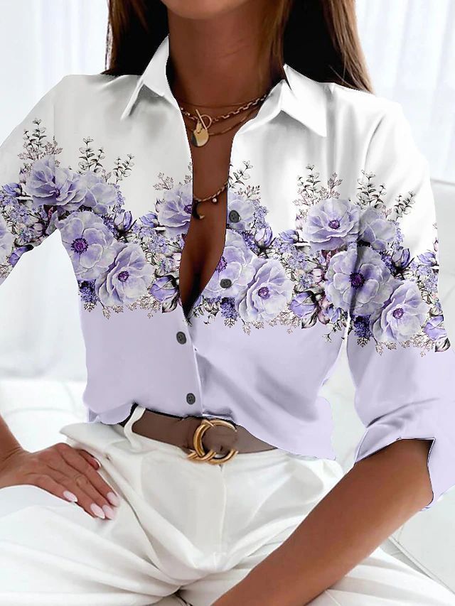 Fashion Floral Print Long Sleeve Shirt Limorista