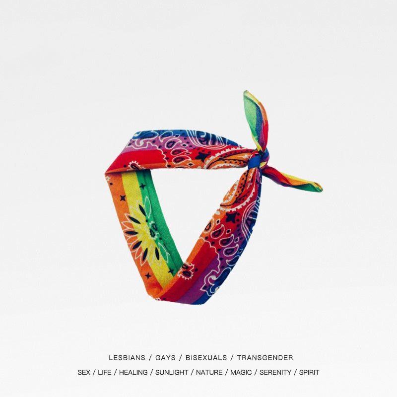 Rainbow LGBT Cotton Outdoor Breathable Striped Square Scarf Hip Hop Limorista