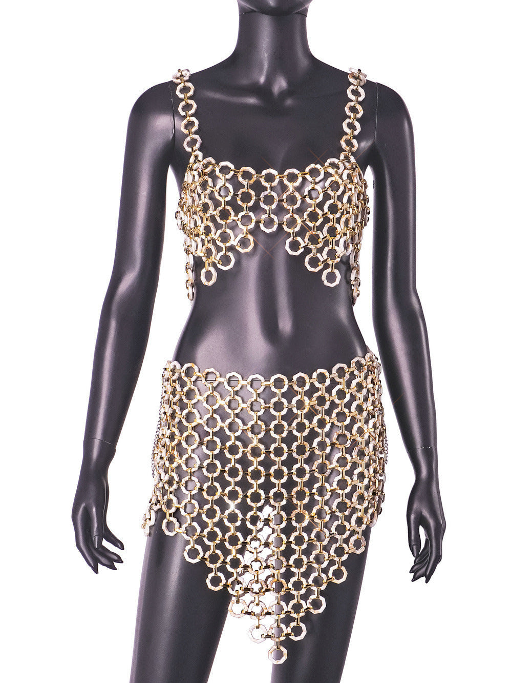 Slim-fit Backless Acrylic Overall Dress Set Women Limorista