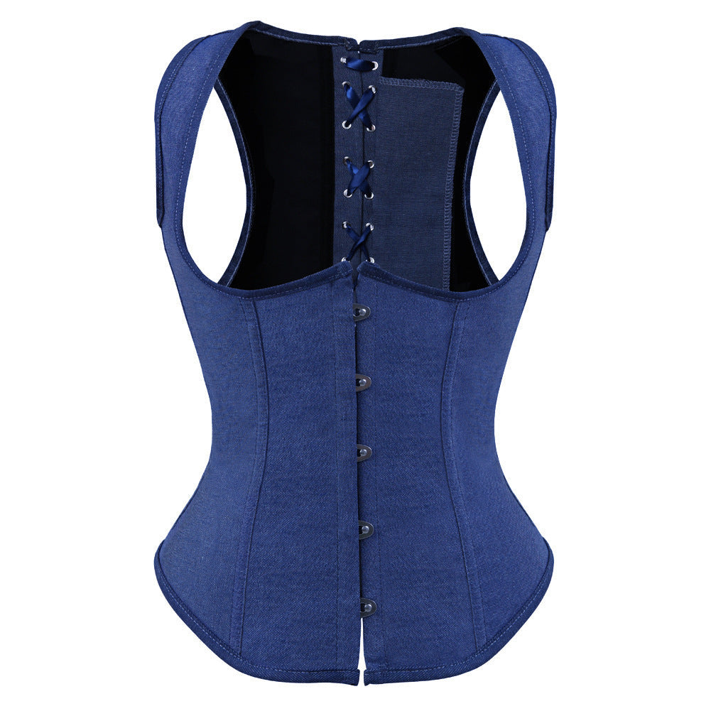 Fashion Simple Denim Waistcoat Body Shaping Top Limorista