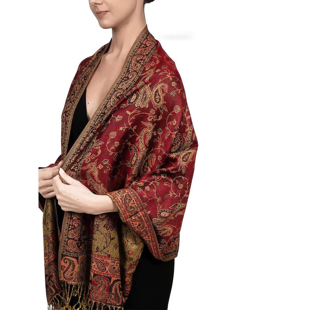 Ethnic Style Vintage Tassel Shawl Middle East Paisley Jacquard Limorista